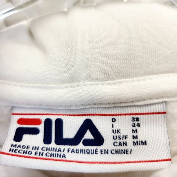 FILA Women's White Logo Sherpa Fleece Sweater Jacket MEDIUM Hoodie Oversized - Picture 4 of 12
